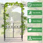 Outdoor Metal Trellis Garden Arch Arbor w/ Lucky Leaf Clover Gate for Ceremony Wedding Party Garden Lawn, Black
