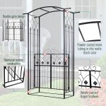 Outdoor Metal Trellis Garden Arch Arbor w/ Lucky Leaf Clover Gate for Ceremony Wedding Party Garden Lawn, Black