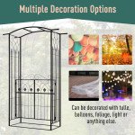 Outdoor Metal Trellis Garden Arch Arbor w/ Lucky Leaf Clover Gate for Ceremony Wedding Party Garden Lawn, Black