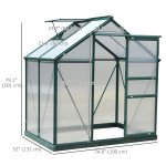 Small Greenhouse with Galvanized Base and Slide Door, 6.2x4.3 Walk-In Polycarbonate Greenhouse, Clear