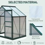Small Greenhouse with Galvanized Base and Slide Door, 6.2x4.3 Walk-In Polycarbonate Greenhouse, Clear