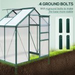 Small Greenhouse with Galvanized Base and Slide Door, 6.2x4.3 Walk-In Polycarbonate Greenhouse, Clear