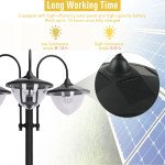 3-head LED Solar Light Lamp Street Light Post with Planter, Solar-powered Lamp Post, Black