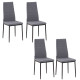 Modern Dining Chairs Set of 4, Upholstered Linen Fabric Kitchen Chairs with Channel Tufting and Metal Legs for Living Room, Dining Room, Bedroom, Grey