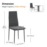 Modern Dining Chairs Set of 4, Upholstered Linen Fabric Kitchen Chairs with Channel Tufting and Metal Legs for Living Room, Dining Room, Bedroom, Grey