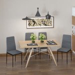 Modern Dining Chairs Set of 4, Upholstered Linen Fabric Kitchen Chairs with Channel Tufting and Metal Legs for Living Room, Dining Room, Bedroom, Grey