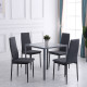 Modern Dining Chairs Set of 4, Upholstered Linen Fabric Kitchen Chairs with Channel Tufting and Metal Legs for Living Room, Dining Room, Bedroom, Grey