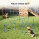 Set of 4 Dog Agility Training Equipment Adjustable Jump Bar Pet Exercise Kit with Carrying Bag (Blue)