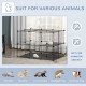 39 Pcs Small Animal Cage Bunny Hutch Portable Metal Wire with Ramps for Kitten Chinchilla, Black