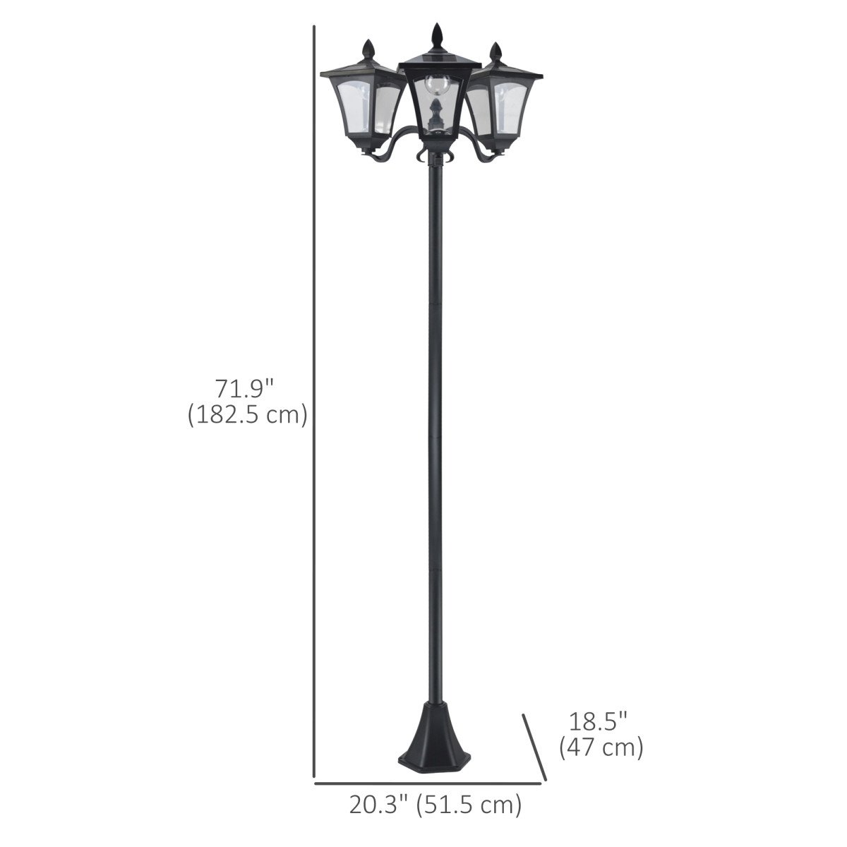 Outdoor Solar Lamp Post, Vintage Style, Dimmable, Waterproof, for Garden Lawn Pathway Walkway, Black