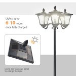 Outdoor Solar Lamp Post, Vintage Style, Dimmable, Waterproof, for Garden Lawn Pathway Walkway, Black