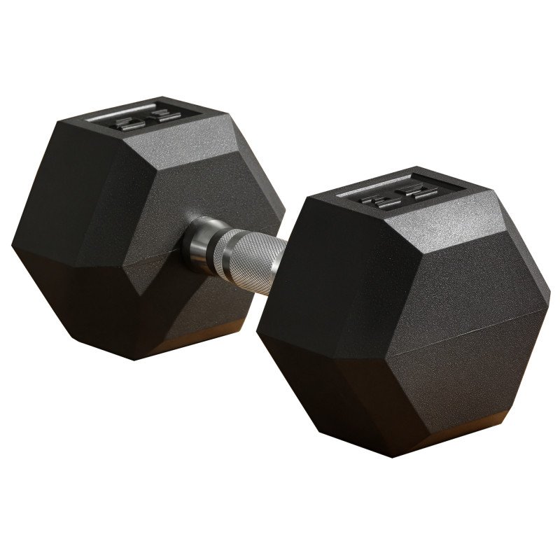Soozier 35lbs Rubber Hex Dumbbell, Weight Dumbbell Hand Weight Barbell for Body Fitness Training for Home Office Gym, Black