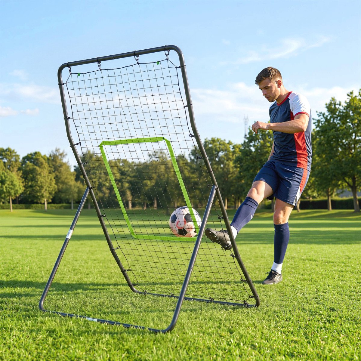 Soozier 4 x 5.7ft Volleyball Rebounder Net with Strike Zone, Baseball Lacrosse Training Net for Pitching and Fielding