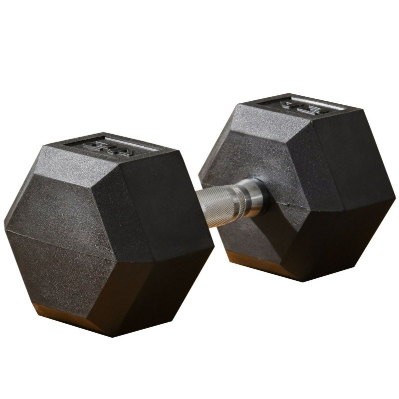 Soozier 45lbs Rubber Hex Dumbbell, Weight Dumbbell Hand Weight Barbell for Body Fitness Training for Home Office Gym, Black