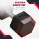 Soozier 45lbs Rubber Hex Dumbbell, Weight Dumbbell Hand Weight Barbell for Body Fitness Training for Home Office Gym, Black