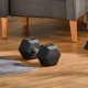 Soozier 45lbs Rubber Hex Dumbbell, Weight Dumbbell Hand Weight Barbell for Body Fitness Training for Home Office Gym, Black