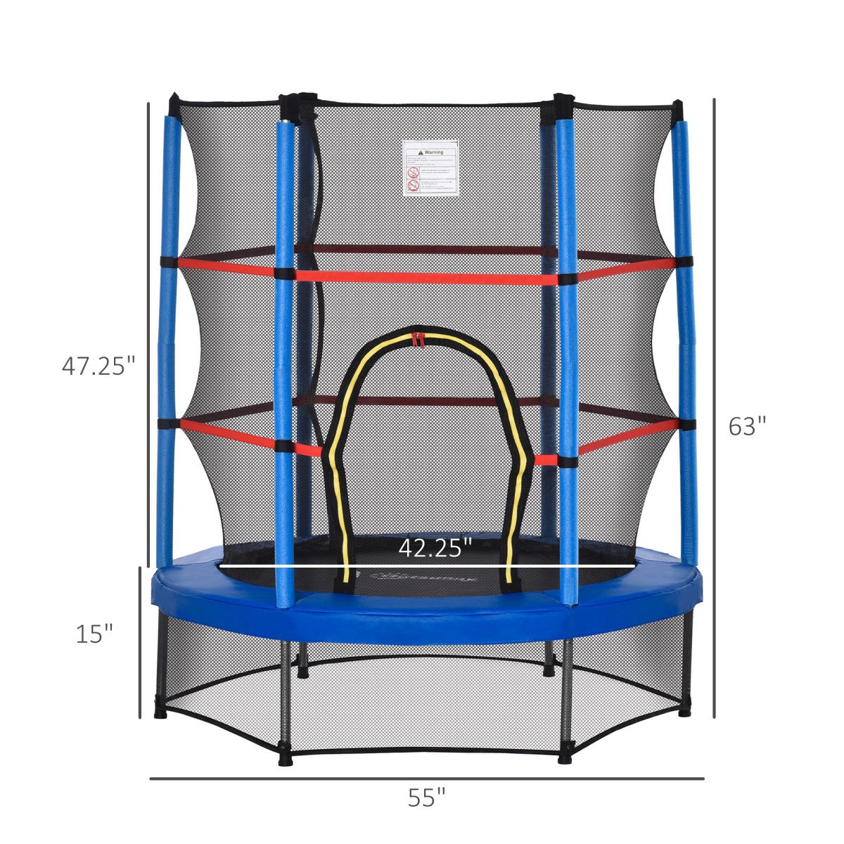 55" Kids Trampoline with Enclosure Net for Indoor/Outdoor, Trampoline for Boys and Girls Age 3-6 Years, Blue