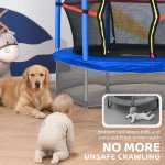 55" Kids Trampoline with Enclosure Net for Indoor/Outdoor, Trampoline for Boys and Girls Age 3-6 Years, Blue
