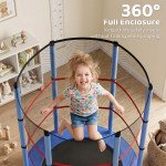 55" Kids Trampoline with Enclosure Net for Indoor/Outdoor, Trampoline for Boys and Girls Age 3-6 Years, Blue