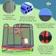 84.75" Kids Trampoline 7 FT Indoor Outdoor Trampolines with Safety Net Enclosure Built-in Zipper Padded Covering, for Boys and Girls, Red