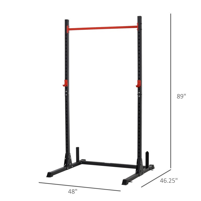 Soozier Adjustable Barbell Power Rack Squat Stand Strength Training Fitness Pull Up Weight Cage Home Gym Black