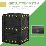 Garden Compost Bin Large Outdoor Compost Container 80 Gallon Fast Creation of Fertile Soil Aerating Compost Box, Easy Assembly, Black
