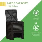Garden Compost Bin Large Outdoor Compost Container 80 Gallon Fast Creation of Fertile Soil Aerating Compost Box, Yellow