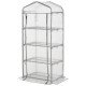 Portable Greenhouse Outdoor Hot House with 4 Tier Shelves, Steel Frame, PE Cover, 28" x 20" x 63" , White