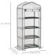Portable Greenhouse Outdoor Hot House with 4 Tier Shelves, Steel Frame, PE Cover, 28" x 20" x 63" , White