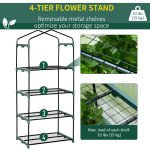Portable Greenhouse Outdoor Hot House with 4 Tier Shelves, Steel Frame, PE Cover, 28" x 20" x 63" , White