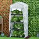 Portable Greenhouse Outdoor Hot House with 4 Tier Shelves, Steel Frame, PE Cover, 28" x 20" x 63" , White