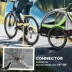 Aosom 3-in-1 Bike Trailer for Kids, Running Stroller with 2 Seats, Jogging Cart with 5-Point Harness, Storage Units, Green
