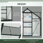 Greenhouse Garden, Green House, Outdoor Greenhouse Kit, PC Board with Sliding Door, 6.2' x 4.3' x 6.6', Grey