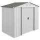 7'x 4'x 6' Garden Tool Shed Metal Storage Shed w/ Foundation Kit and Double Doors Silver