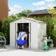 7'x 4'x 6' Garden Tool Shed Metal Storage Shed w/ Foundation Kit and Double Doors Silver