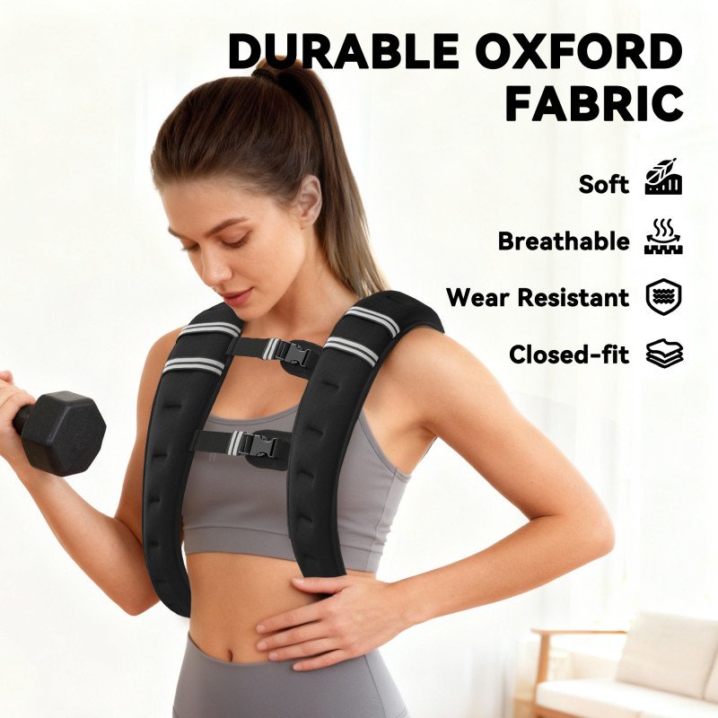 Soozier 11 lbs Weighted Vest, Weight Vest with adjustable Straps, Convenient Pocket and Reflective Strips, Fit for Men Women