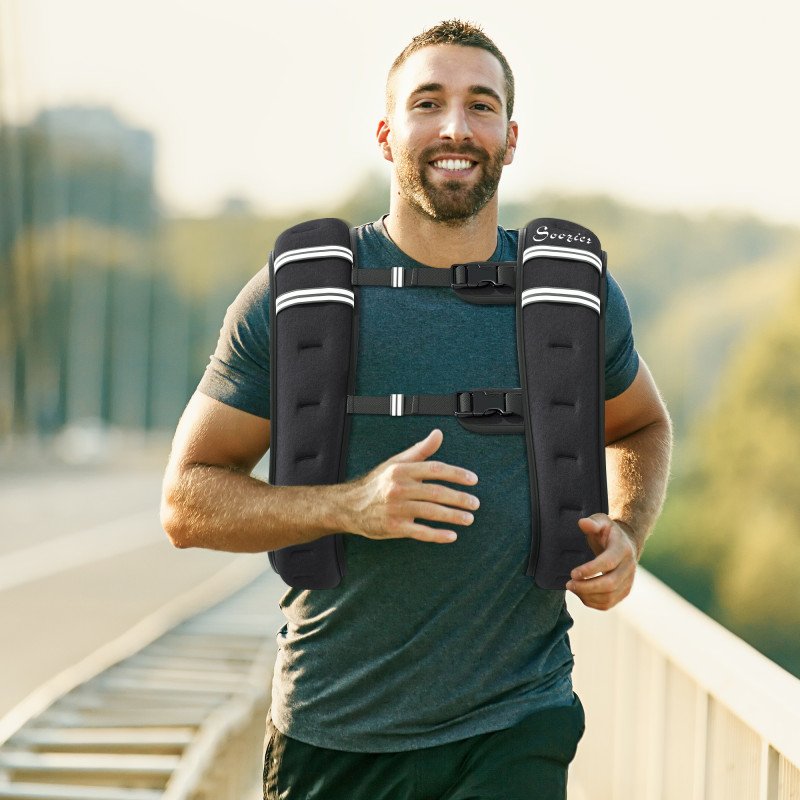Soozier 11 lbs Weighted Vest, Weight Vest with adjustable Straps, Convenient Pocket and Reflective Strips, Fit for Men Women
