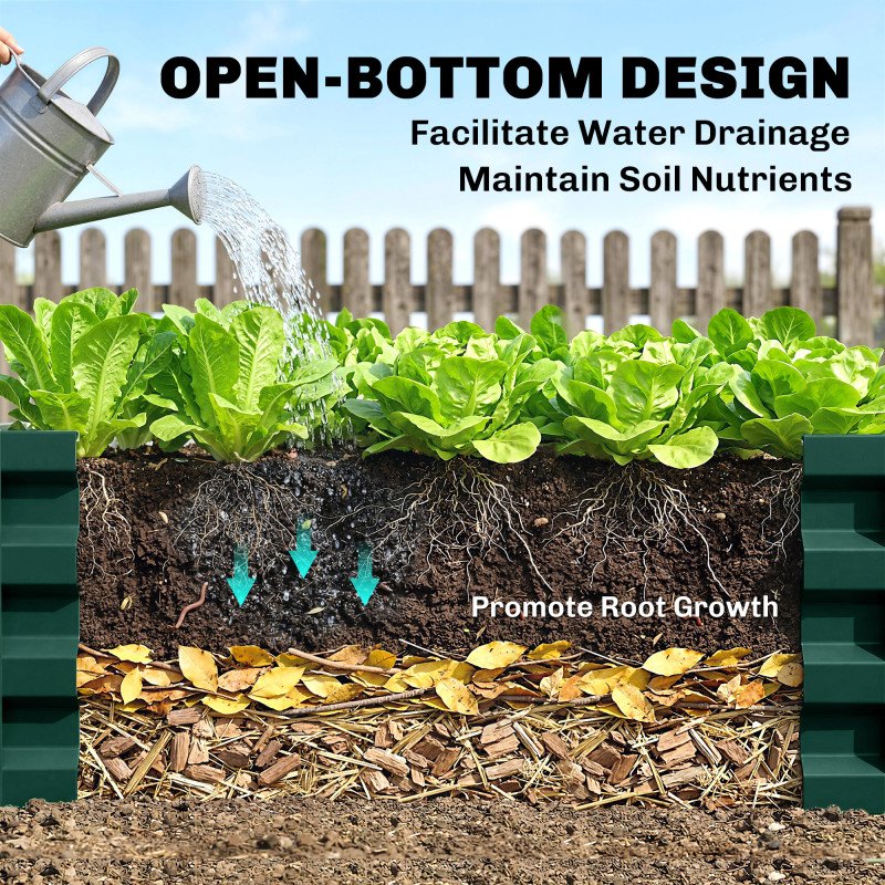 Galvanized Raised Garden Bed, Outdoor Planter Box for Vegetables, Flowers, Herbs, 4' x 2' x 1', Dark Green