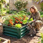 Galvanized Raised Garden Bed, Outdoor Planter Box for Vegetables, Flowers, Herbs, 4' x 2' x 1', Dark Green