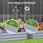 39" x 39" x 12" Set of 2 Raised Garden Bed, Elevated Planter Box with Galvanized Steel Frame for Growing Flowers, Herbs, Succulents, Grey