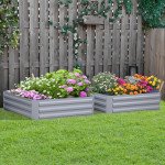 39" x 39" x 12" Set of 2 Raised Garden Bed, Elevated Planter Box with Galvanized Steel Frame for Growing Flowers, Herbs, Succulents, Grey