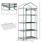 Portable Greenhouse with 4 Tier Shelves Outdoor Hot House, Steel Frame, PVC Cover, 28" x 20" x 63", Transparent