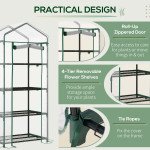 Portable Greenhouse with 4 Tier Shelves Outdoor Hot House, Steel Frame, PVC Cover, 28" x 20" x 63", Transparent