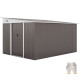 11' x 9' Steel Garden Storage Shed, Outdoor Metal Tool House with Double Sliding Doors & 2 Air Vents, Grey