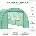 Walk-in Tunnel Greenhouse, 19 x 10 x 6.6 ft Hoop House with Zipped Roll-Up Door, 8 Mesh Windows, Wind Resistance Level 4, Green