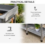 Potting Bench Table Garden Work Bench Workstation with Drawer, Removable Sink, Storage Shelves and Hooks for Patio, Courtyards, Balcony