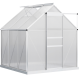 6' x 6' x 6.5' Polycarbonate Greenhouse, Walk-in Green House with Adjustable Roof Vent, Galvanized Base, Sliding Door and Rain Gutter for Outdoor, Garden, Backyard, Clear