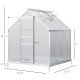 6' x 6' x 6.5' Polycarbonate Greenhouse, Walk-in Green House with Adjustable Roof Vent, Galvanized Base, Sliding Door and Rain Gutter for Outdoor, Garden, Backyard, Clear