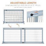 41"-71" Wooden Freestanding Pet Gate with Support Feet, for Small Medium Dogs, Grey-Blue