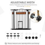 29.1''-31.5'' Extra Wide Dog Gate with Cat Door, 30"H Stair Gate with Extension, Wall Cups, Pressure Fit, Auto Close, Double Locking, for Doorways, Hallways, Stairs, Black